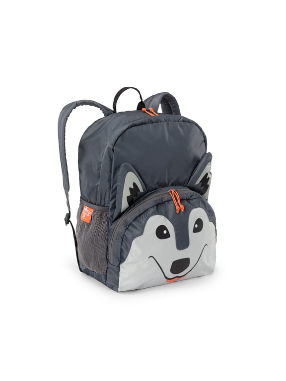 Aspen the Wolf Kid's Backpack - Gray, Unisex, Ages 4-8 (15 Liter)