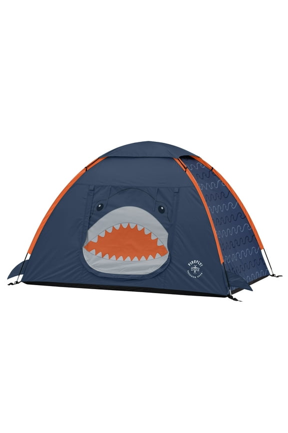 Finn the Shark 2-Person Kid's Camping Tent - Navy/Orange/Gray Color, One Room