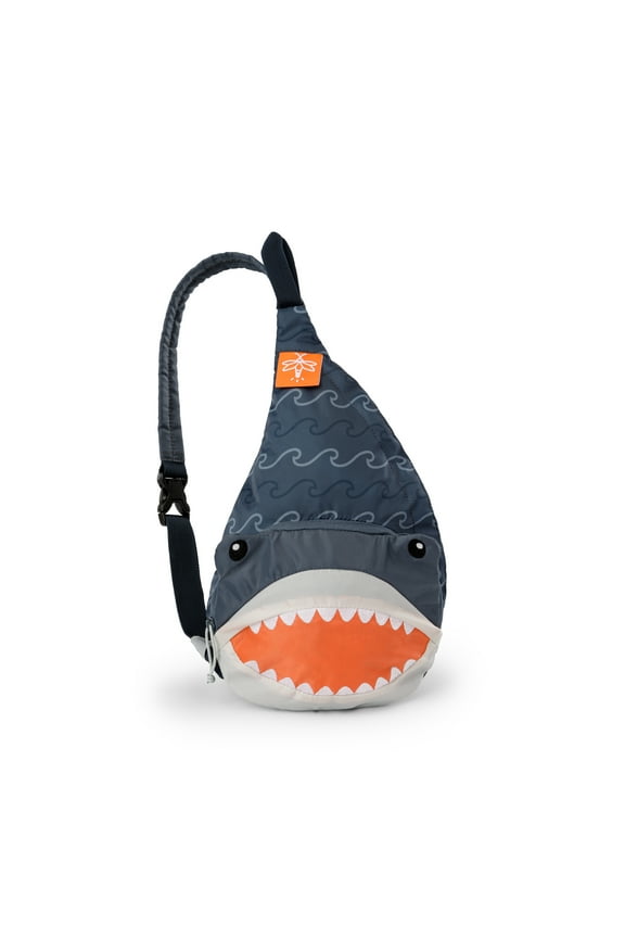 Finn the Shark Sling Backpack, Navy and Gray, 3 Liter, Kids Backpack