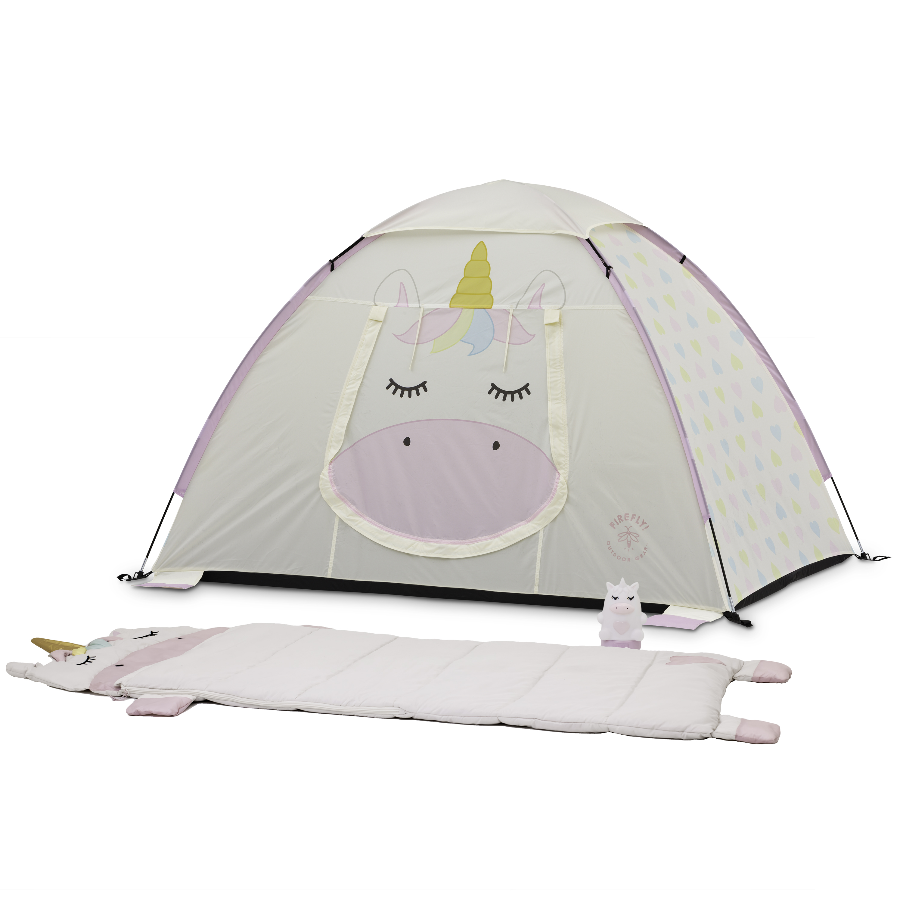 Firefly! Outdoor Gear Sparkle the Unicorn Kid's Camping Combo (One-room Tent, Sleeping Bag, Lantern) - image 1 of 28