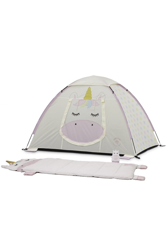 Sparkle the Unicorn Kid's Outdoor Camping Combo (Tent, Sleeping Bag, Lantern)