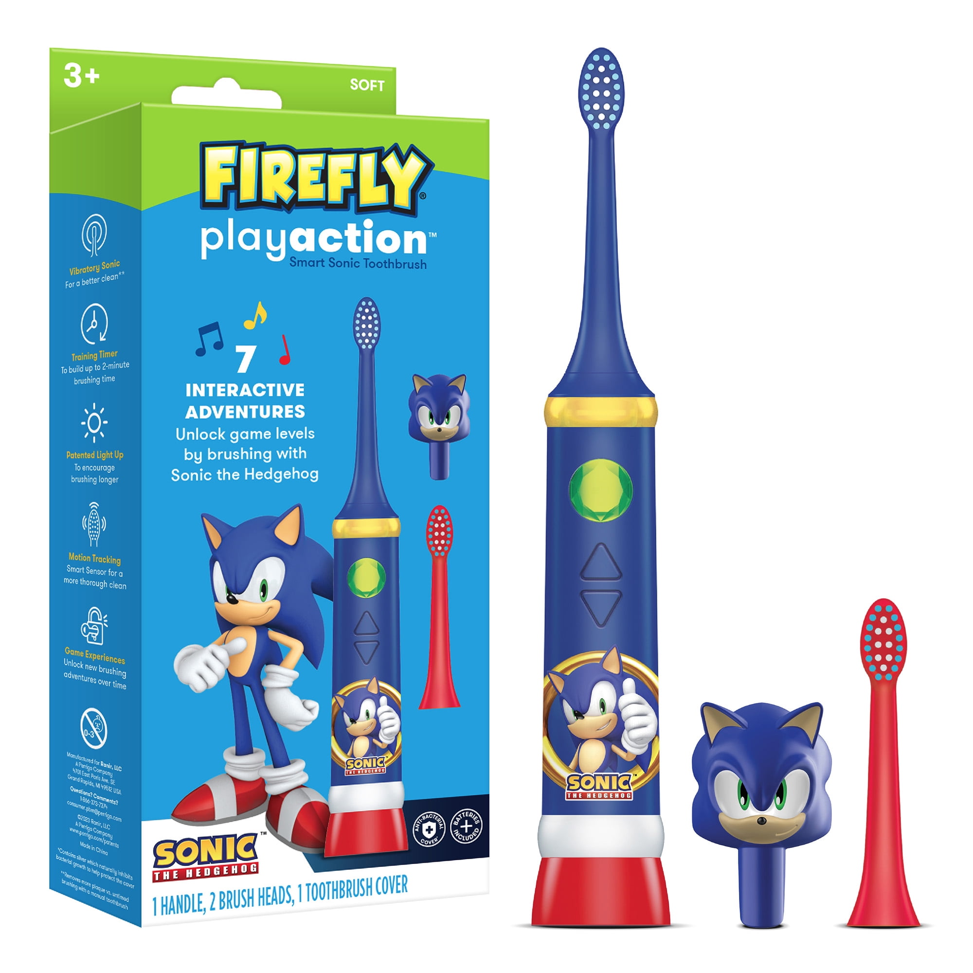 Firefly Play Action Sonic the Hedgehog Kids Smart Toothbrush, Batteries