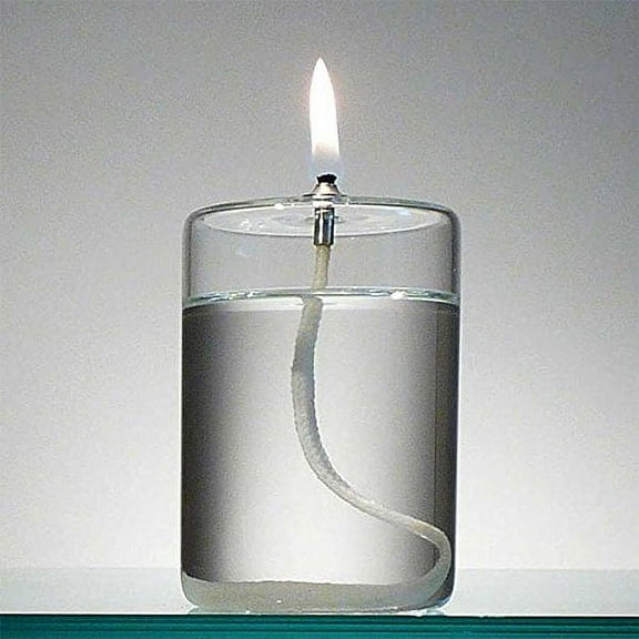 Firefly Refillable Glass Pillar Oil Lamp Candle, 4 in, 11 oz, Unscented