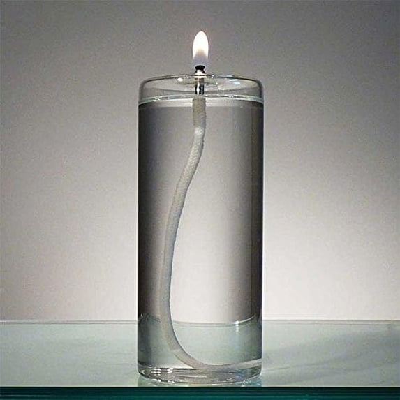Firefly Refillable Glass Pillar Oil Lamp Candle, 6 in, 18 oz, Unscented