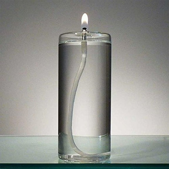 Firefly Refillable Glass Pillar Oil Lamp Candle, 6 in, 18 oz, Unscented