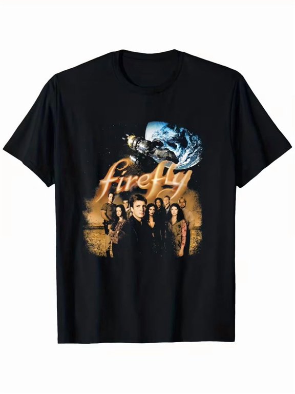 Firefly Retro Graphic Casual T-Shirt BLACK Unisex S-5XL Hot Trending Shirt Birthday Gift