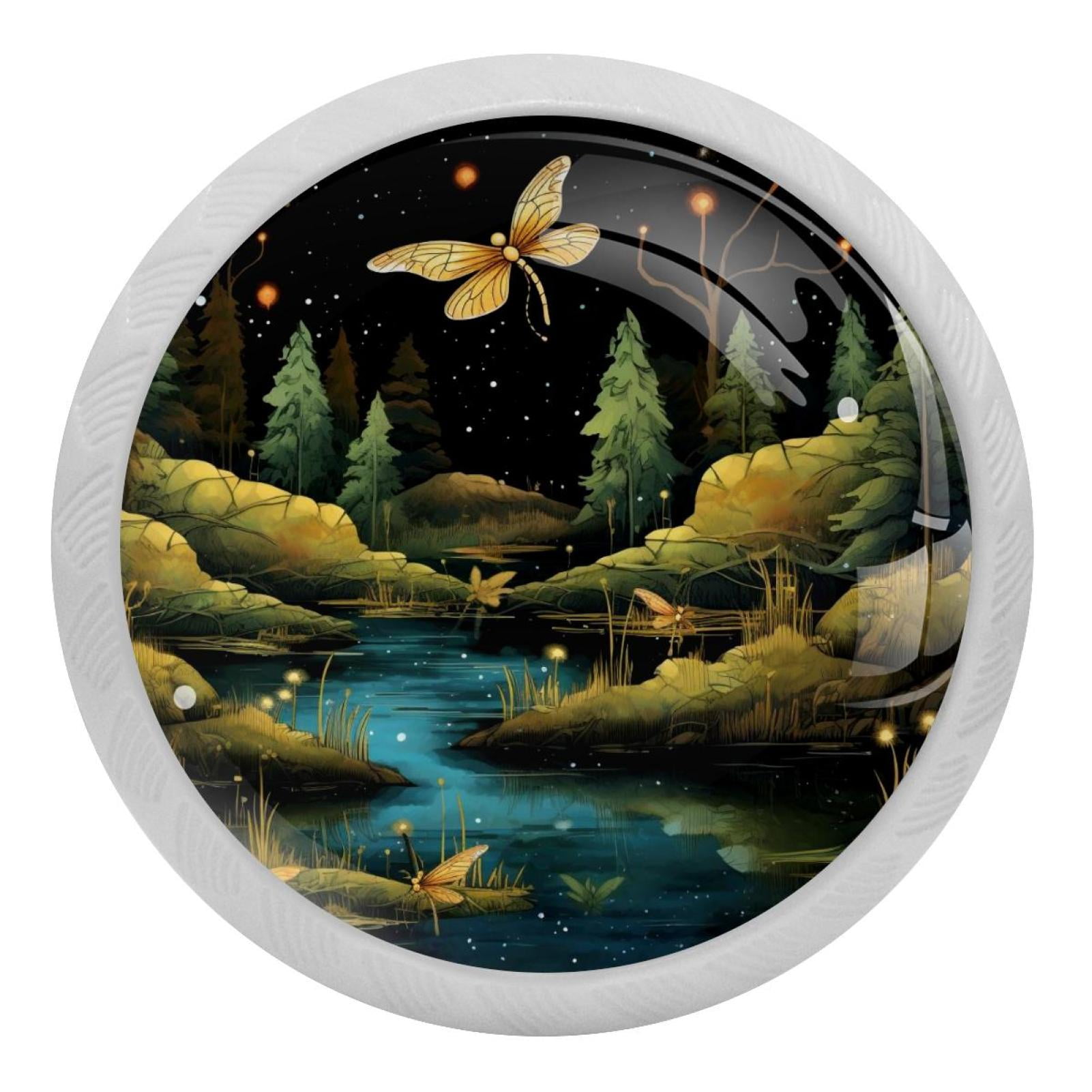 Firefly Round Glow-in-the-Dark Cabinet Knobs with Screws - 4 Pack ...