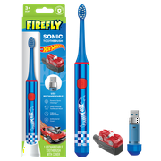 Firefly Slim Sonic Hot Wheels Toothbrush with USB Charging and Antibacterial Cover, Ages 3+, 1 Count