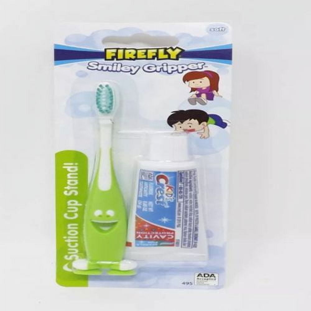Firefly Smiley Gripper Kids Soft Toothbrush With Kids Crest Toothpaste