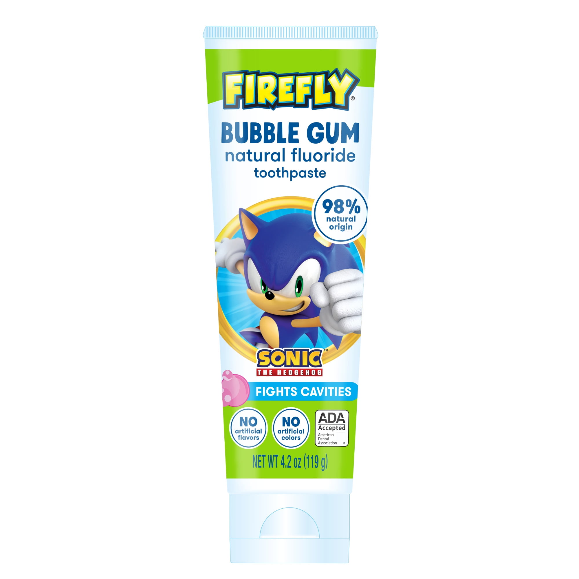 Firefly Sonic The Hedgehog Kids Anticavity Natural Fluoride Toothpaste, Bubble Gum, 4.2 oz
