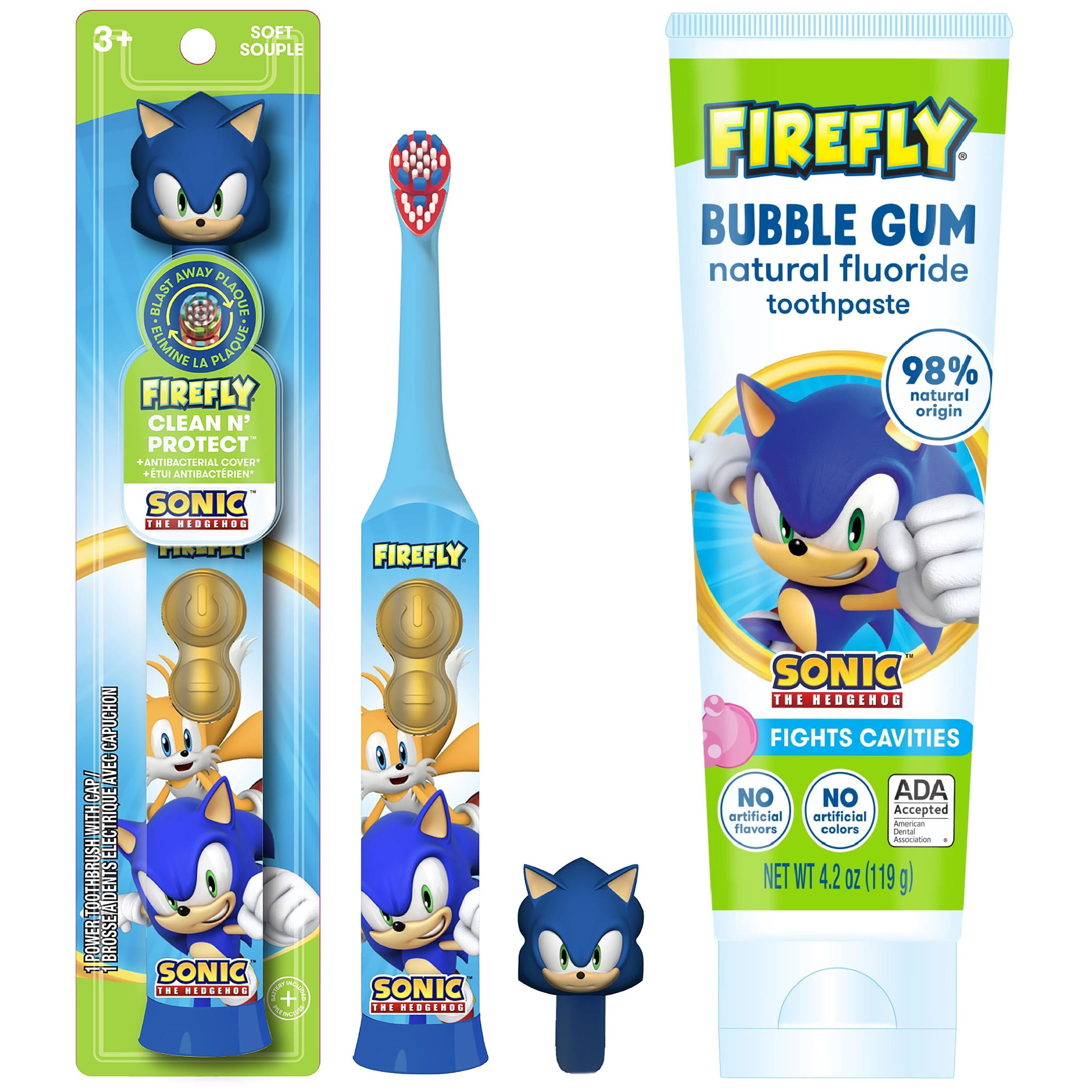 Firefly Sonic the Hedgehog Battery Toothbrush and Toothpaste Bundle