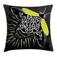thumbnail image 1 of Firefly Throw Pillow Cushion Cover, Beetle with Keep Shining Calligraphy on the Wings Motivation Art, Decorative Square Accent Pillow Case, 24 X 24 Inches, Yellow Green Dark Blue Grey, by Ambesonne, 1 of 2