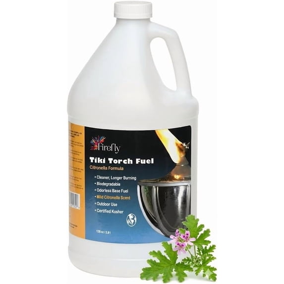 Firefly Fuel Tiki Torch Fuel with Citronella Oil, Eco-Friendly, Long Burn, Less Smoke, 1 Gallon