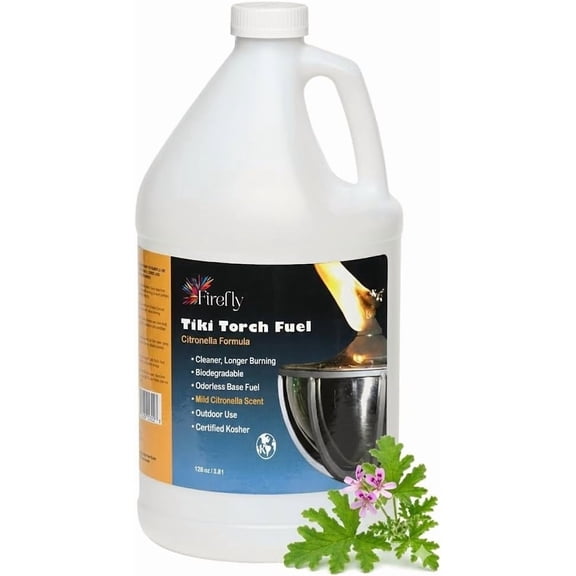 Firefly Fuel Tiki Torch Fuel with Citronella Oil, Eco-Friendly, Long Burn, Less Smoke, 1 Gallon