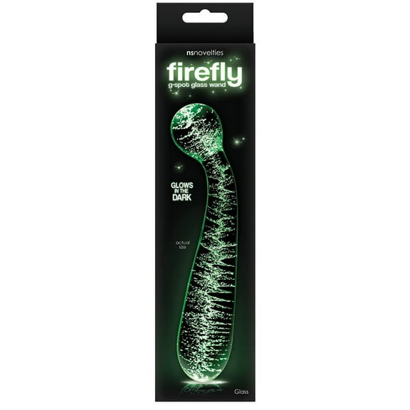 Firefly Wand 6" Glass Glow in the Dark G-Spot Dildo, Clear