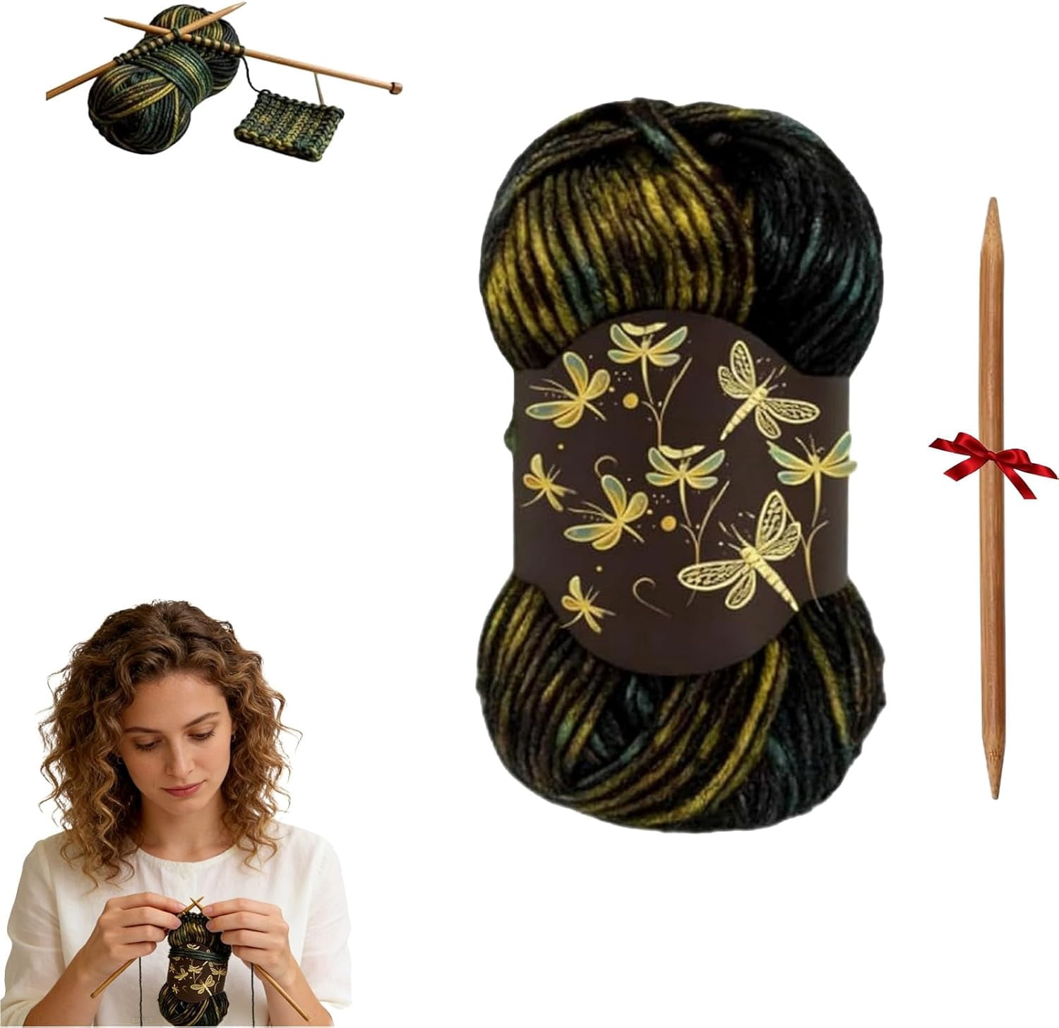 Firefly Yarn, Iridescent Shimmer Yarn for Knitting & Crocheting, Lightweight Warm and Soft Yarns for Shawls, Scarves, and Cardigans – A Touch of Magic in Every Stitch(1Pc)