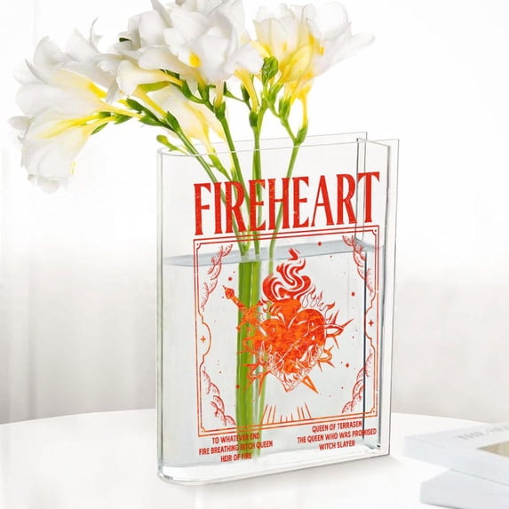 Fireheart Acrylic Book Vase, Vintage Aelin Galathynius Vase, To Whatever End Book Vase, Throne Of Glass Merch, Bookish Vase, Bookish Gift