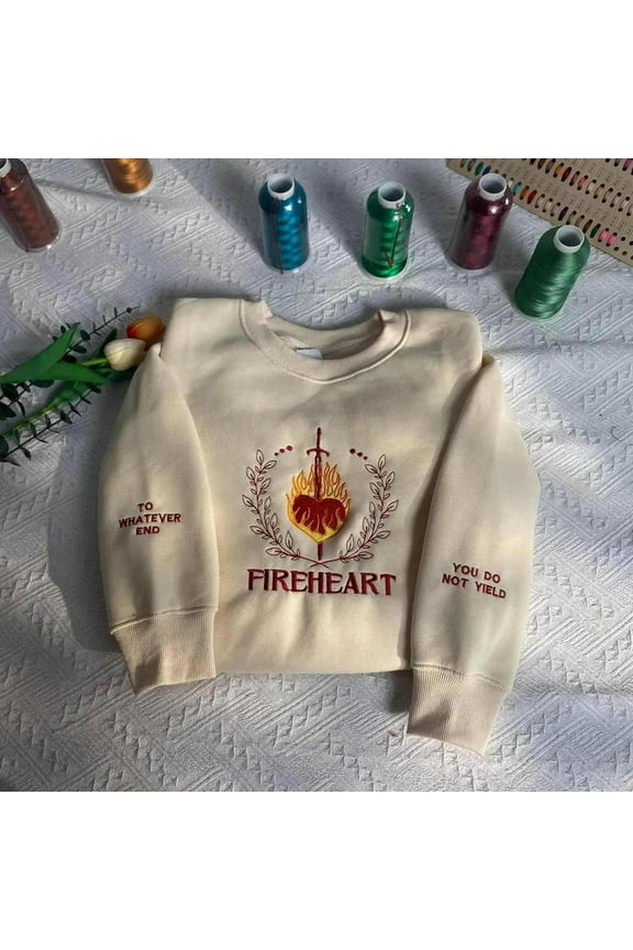 Fireheart embroidered hoodie, Throne Of Glass sweatshirt, Empire of Storms sweater, Hei of Fire shirt, Unisex Sweatshirt-LINHKHA