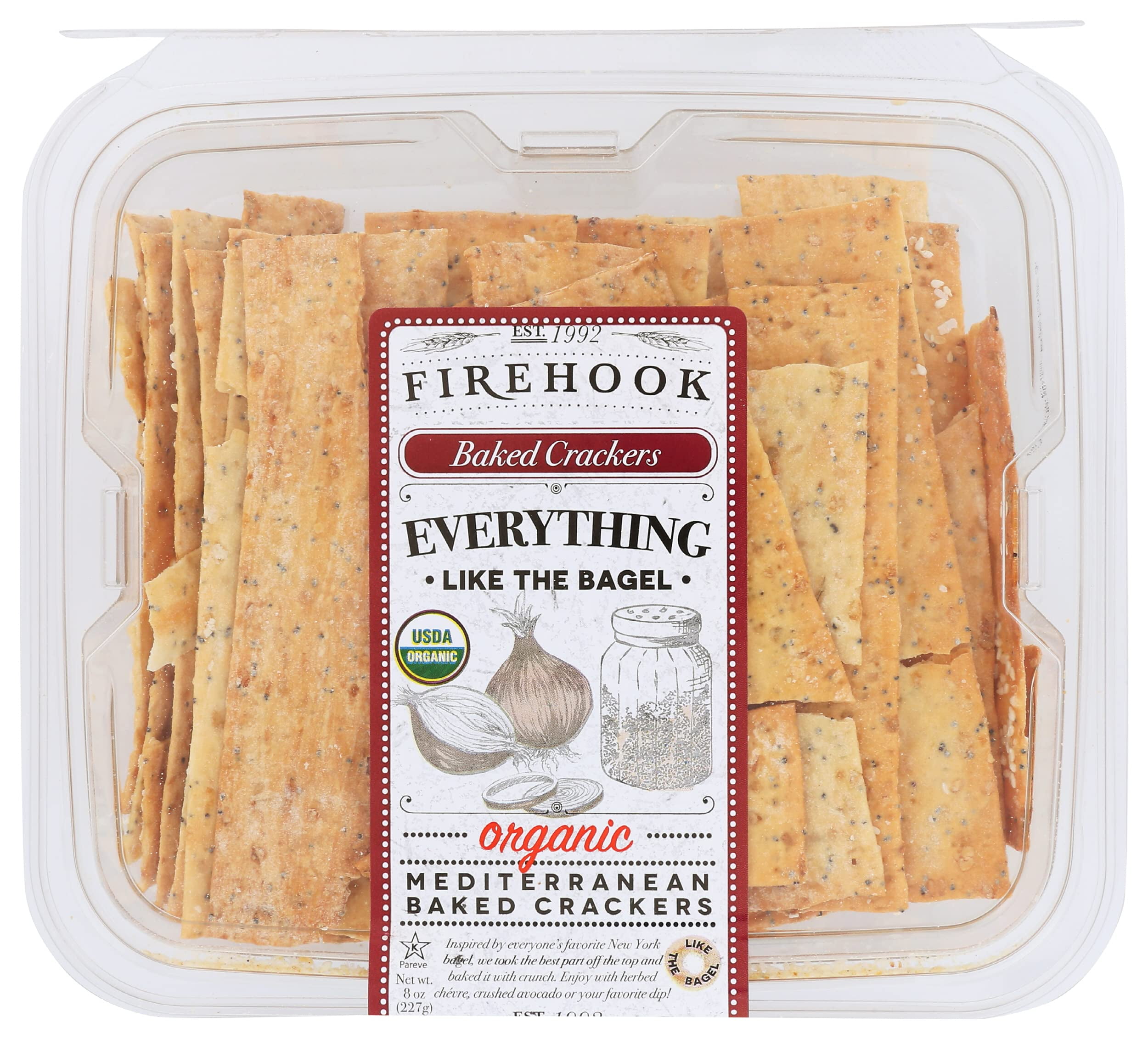 Firehook Organic Everything Baked Crackers, Kosher, 8 Ounces (Pack Of 12)