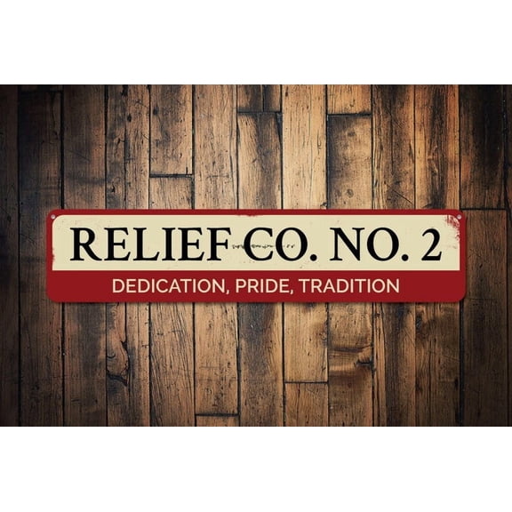 Firehouse Relief Co. Number Sign Custom Dedication Pride Tradition Fire Station Firefighter Man Cave Decor - Relief Signs - Size: 16 x 4 Inches