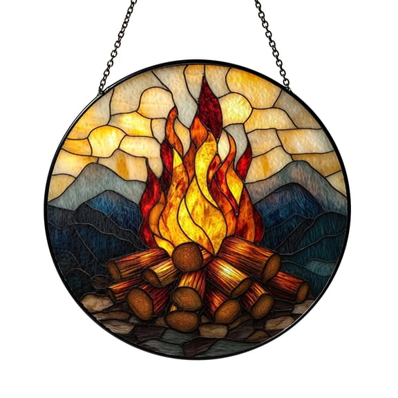 Firelight Stained Glass Window Panel – Decorative Window Accent