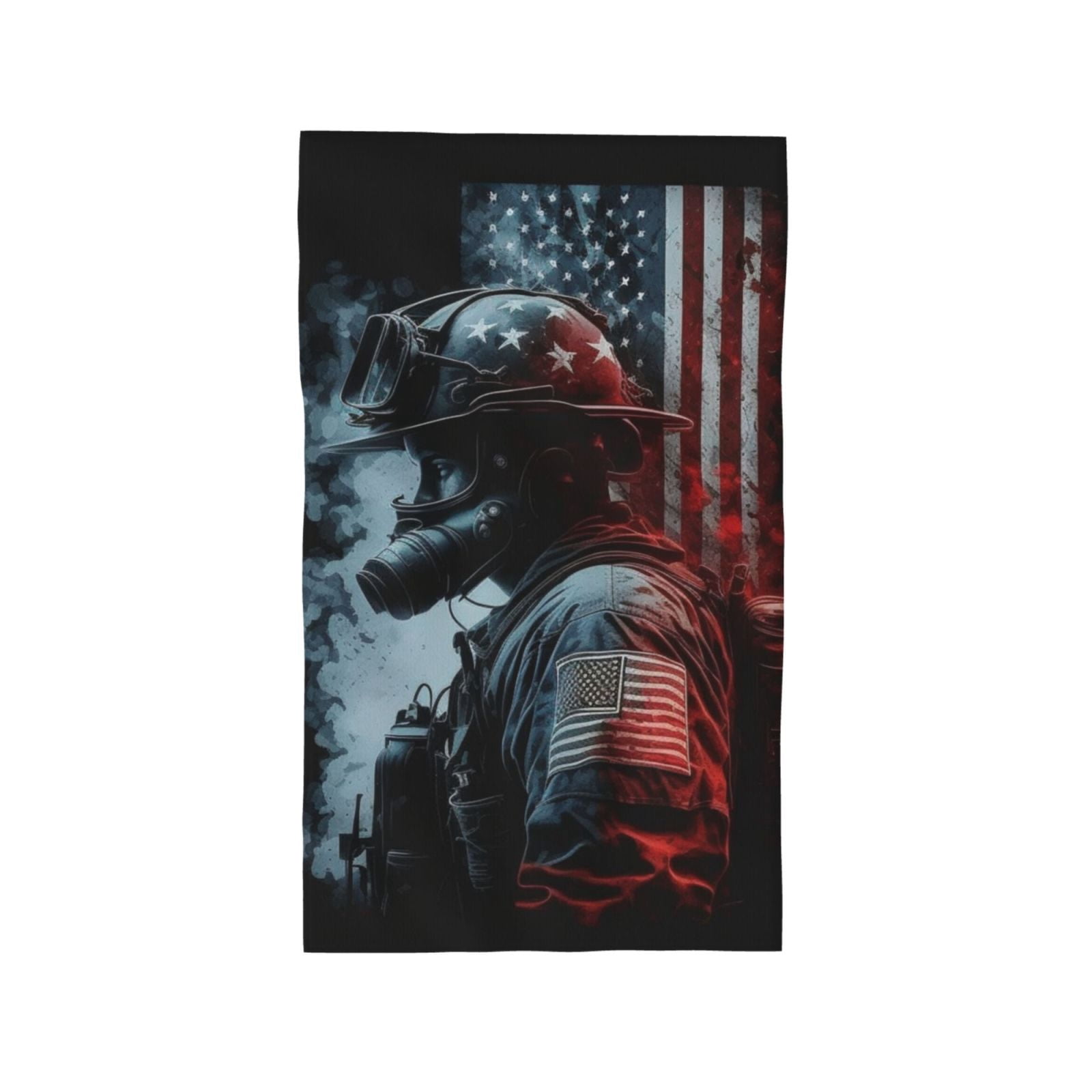 Fireman American Flag 27.5" x 16" Ultra Soft Hand Towel, Face Wash Cloth for Bathroom, Gym, Travel, Pool