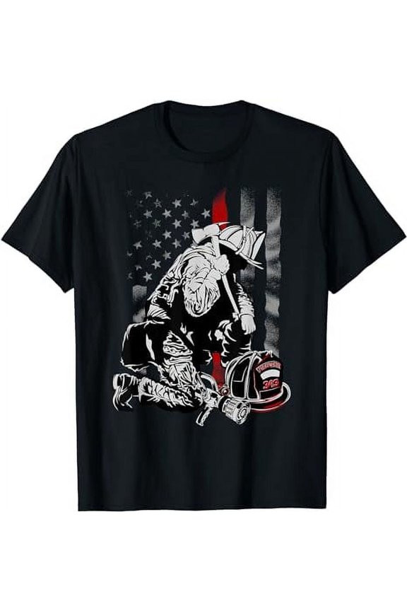 Fireman American Flag Shirt Thin Red Line Firefighter Shirt T-Shirt