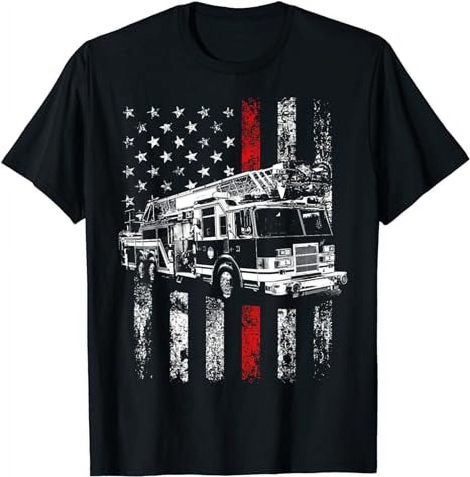 Fireman American Flag Thin Red Line Firefighter Shirt T-Shirt - Walmart.com