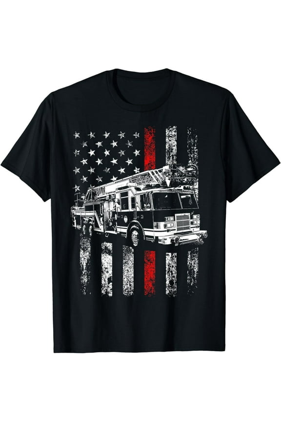 Fireman American Flag Thin Red Line Firefighter Shirt T-Shirt