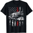 thumbnail image 1 of Fireman American Flag Thin Red Line Firefighter Shirt T-Shirt Black 3X-Large, 1 of 3