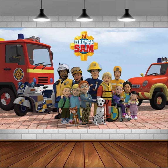 Fireman Sam Backdrop Banner Party Supplies Poster Movie Theme Background for Photography Birthday Decorations
