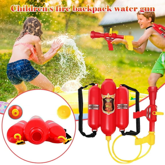 Fireman Backpack Water Guns Toy, Portable Sprinkler Beach Toy with Nozzle and Tank, Pretend Play Fireman Outdoor Water Toy for Birthday Party Holiday Gift