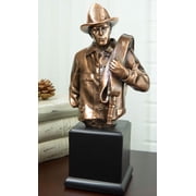 Fireman Carrying Fire Fighter Hose Reel Portrait Bust On Trophy Base Statue