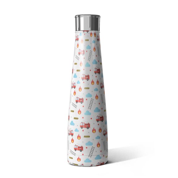 Fireman and Cloud White Pattern Cola Shaped Water Bottle 1 Pack, Vacuum Insulated Slim Beverage Bottle 360° Seamless Print Gifts Ideas for Home Office Outdoor Sports Car