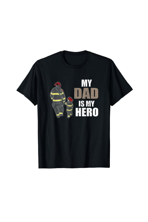 Fireman Dad is My Hero Graphic Gift for Dad Unisex Short Sleeve Casual T-Shirt