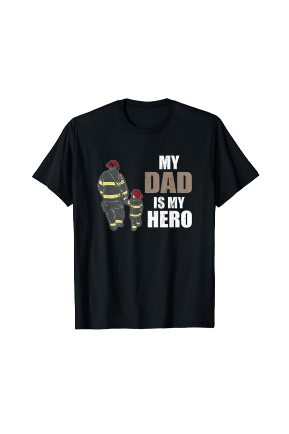Fireman Dad is My Hero Graphic Gift for Dad Unisex Short Sleeve Casual T-Shirt