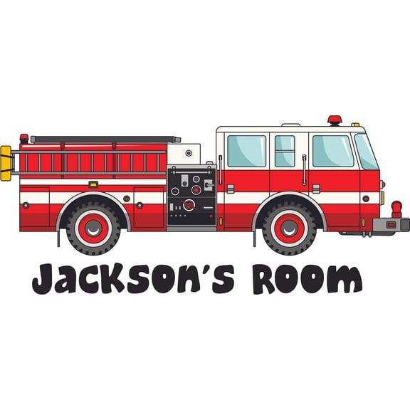 Fireman Fire Truck Customized Wall Decal - Custom Vinyl Wall Art - Personalized Name - Baby Girls Boys Kids Nursery Daycare Bedroom Wall Decal Room Decor Wall Stickers Decoration Size (12x20 inch)