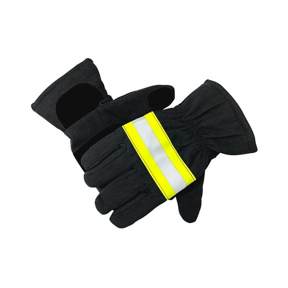Fireman Gloves Wear-Resistance Non-Slip Thicken Fire Proof Gloves Reflective Strap Fire Resistant Gloves for Firefighter ,Secure Grip