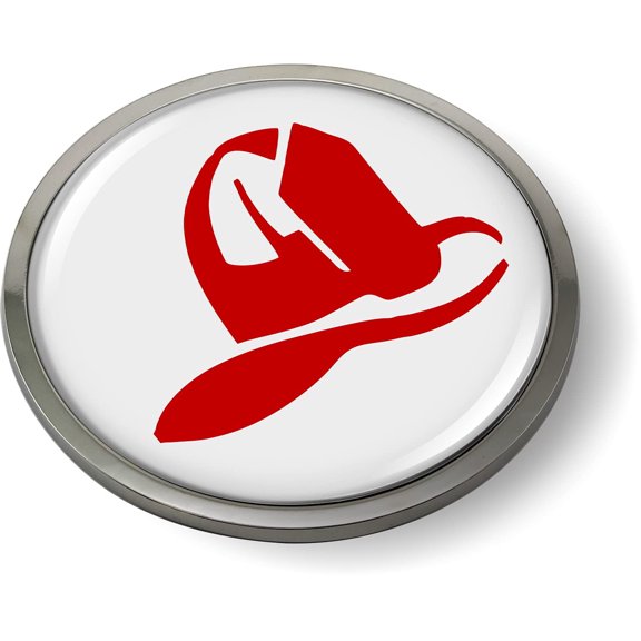 Fireman Hat 3D Domed CAR Emblem Badge Sticker Chrome Plastic Round Bezel
