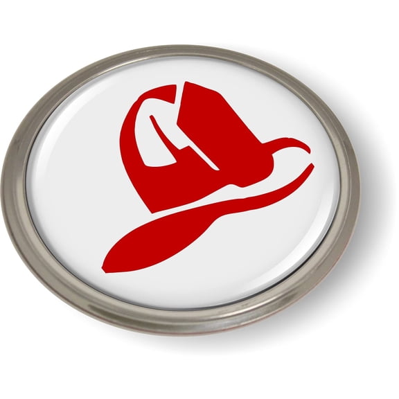 BestLicensePlateFrames Fireman Hat 3D Domed Car Emblem Badge Sticker, Chrome Metal Round Bezel