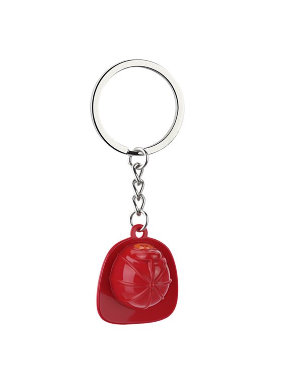 Fireman Hat Shaped Key Chain Realistic Miniature Firefighter Keychain For Backpack Or Car Decoration