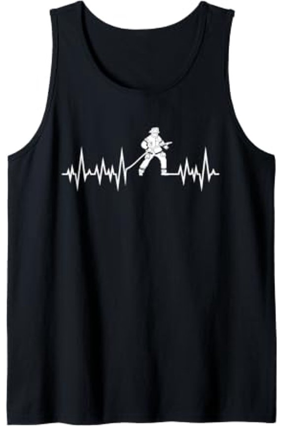 Fireman Heartbeat Firefighter Fire Fighter Tank Top Size S-3XL