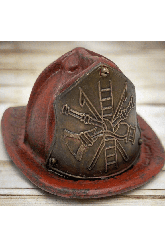 Fireman Helmet Cast Iron Coin Bank With Antique Finish (4.5" x 3" x 5.5")