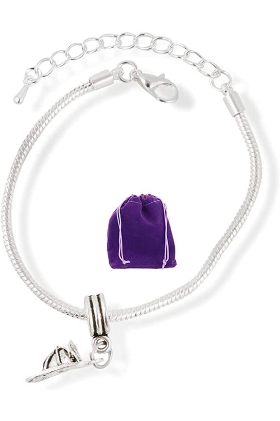 Fireman Helmet Firemens Hat Snake Chain Charm Bracelet