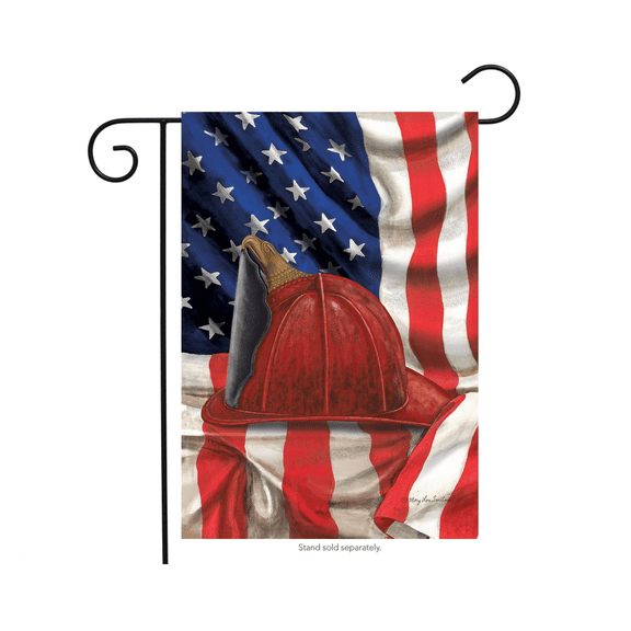 Fireman Helmet Flag 12x18 POLE NOT INCLUDED Garden Flag