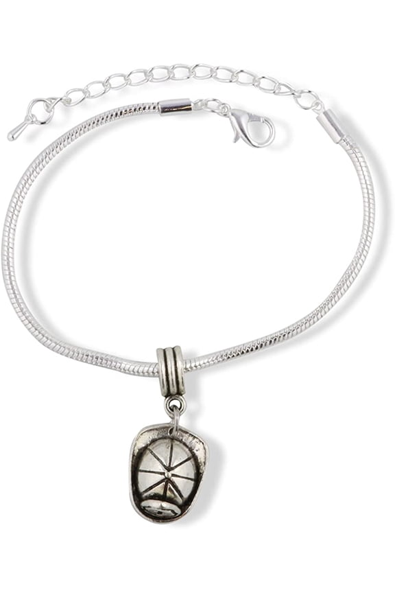 Fireman Helmet with " 1 " on the Front Snake Chain Charm Bracelet