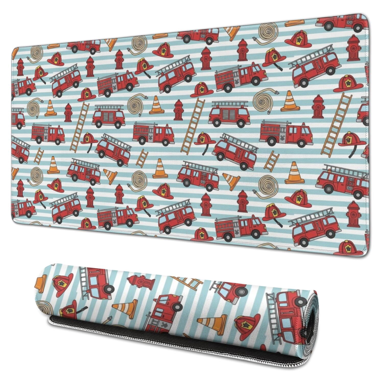 Fireman and Ladder Blue Pattern Extended Large Mouse Pad, Desk ...