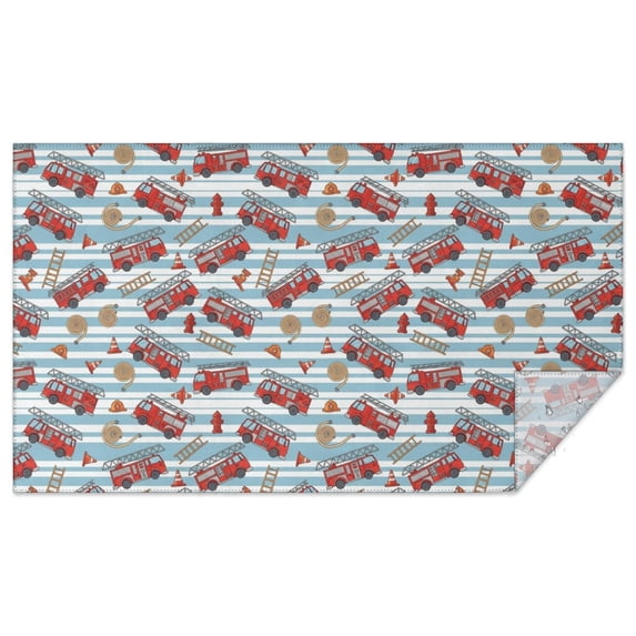 Fireman and Ladder Blue Pattern Waterproof Tablecloth, Rectangular ...