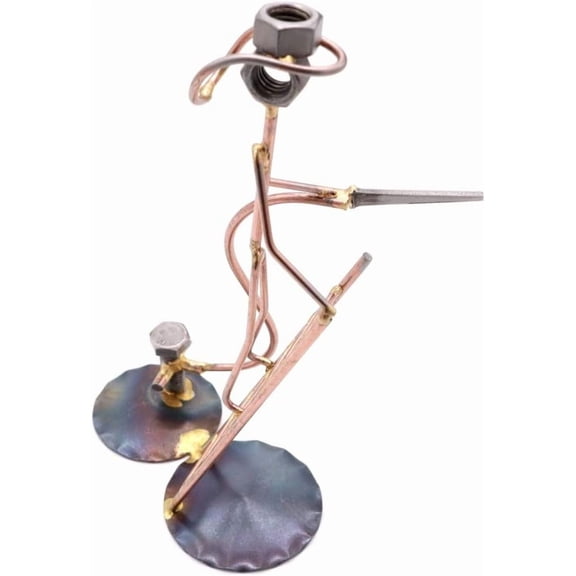 Fireman with Ladder Collectible Handmade Metal Art Figurine, Desk Accessories, Trophy, Boss Gift, Office Dcor, Business Professional, First Responder