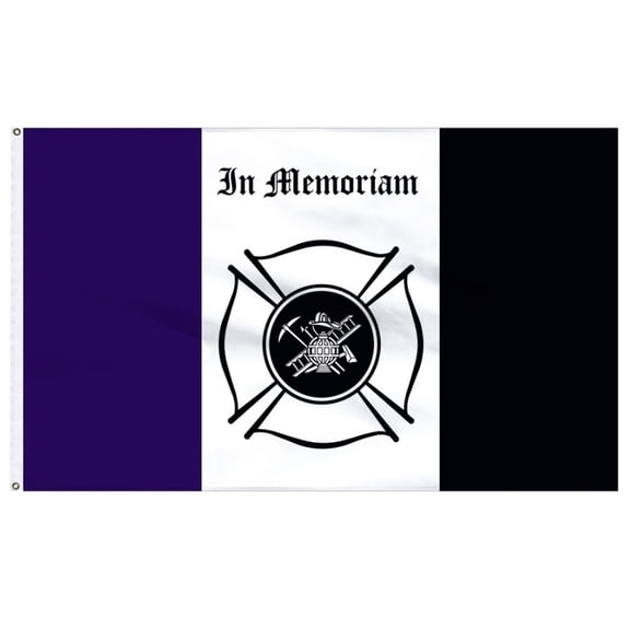 Fireman Mourning Flag Polyester 3x5 FT Indoor Outdoor Banner